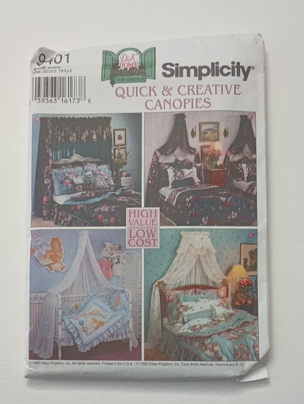 2/$15 VTG Simplicity 9401 Quick & Creative Canopies Uncut 039363161738 ©1995